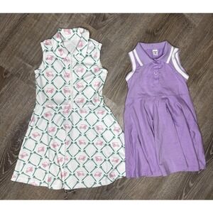 Toddler Girls Golf Collared Sleeveless Dress Purple White Size 2-3T 4T